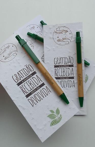 Caneta Ecológica com Cartão Papel Semente