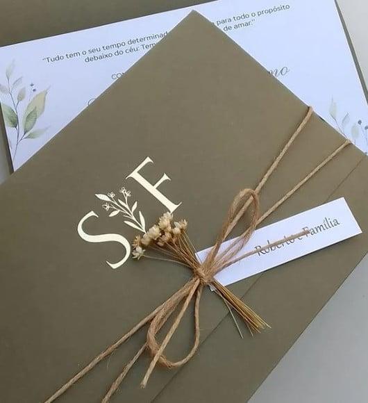 Convite de Casamento Verde Oliva Sf