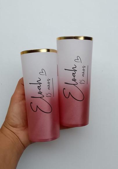 Copo Rosê Gold Personalizado 15 Anos com Borda Metalizada