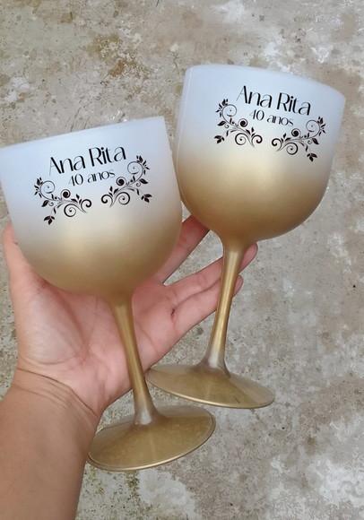 Taças Personalizadas 40 Anos Degradê Dourado