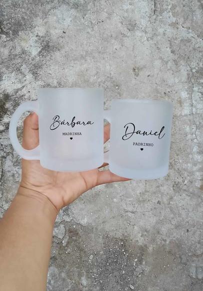 Canecas de Vidro Fosco - Personalizadas Padrinhos Casamento
