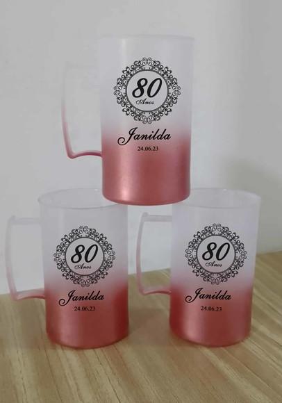 Canecas Degradê Rosê Gold Personalizadas 80 Anos