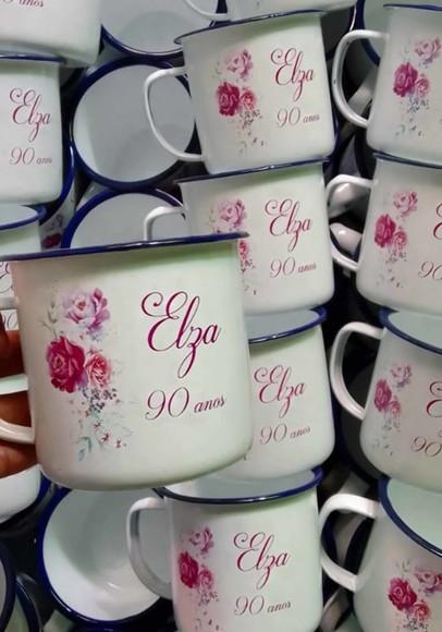 Canecas Esmaltadas 300ml - Personalizadas 90 Anos