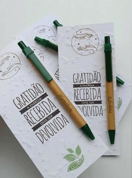 Caneta Ecológica com Cartão em Papel Semente