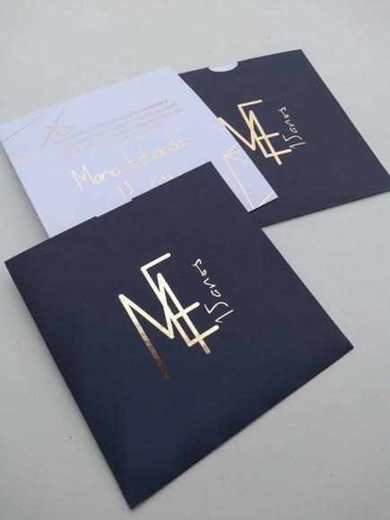 Convite 15 Anos Azul Marinho e Dourado