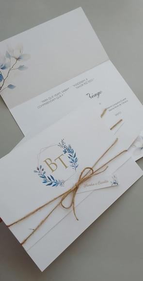 Convite Casamento Azul e Branco Bt