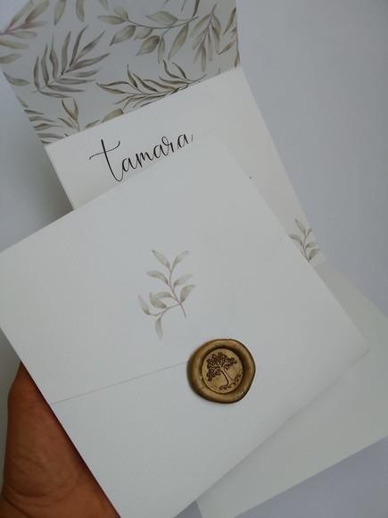 Convite Casamento Branco e Verde Oliva