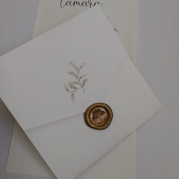 Convite Casamento Branco e Verde Oliva