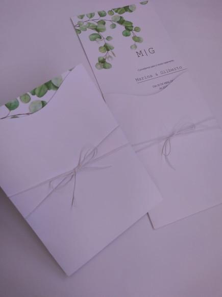Convite Casamento Branco e Verde