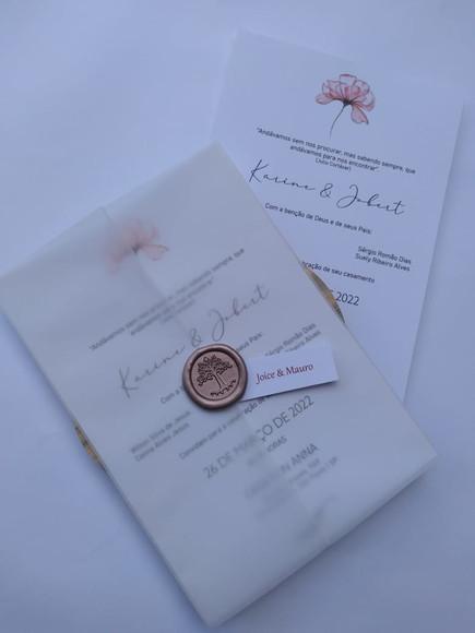Convite Casamento Papel Vegetal e Lacre