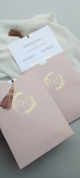 Convite Casamento Rose Clássico cm