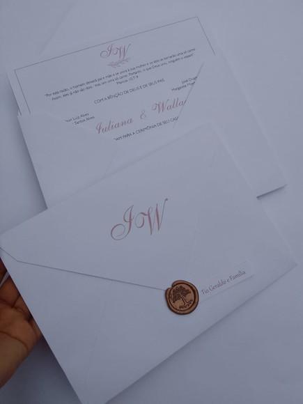 Convite Casamento Rosê e Branco Jw