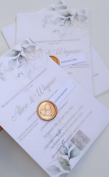 Convite Casamento Verde e Branco Aw
