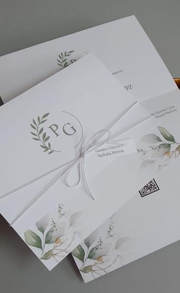 Convite de Casamento Verde e Branco Pg