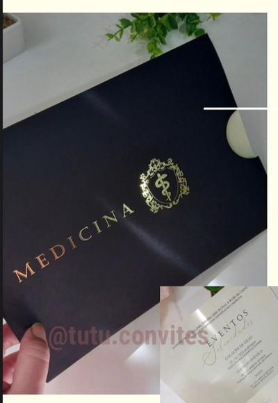 Envelope Persoalizado Preto com Dourado