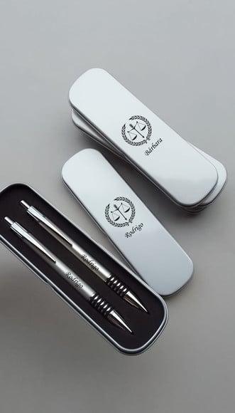 Kit Caneta e Lapiseira de Metal Personalizado