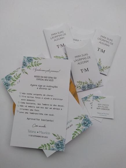 Kit Convite e Papelaria Personalizada Casamento Azul e Branc