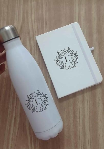 Kit Personalizado Garrafa e Bloquinho de Anotações