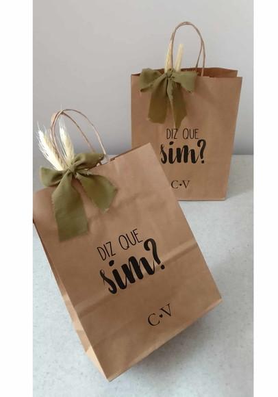 Sacolinhas Kraft Personalizadas Padrinhos Casamento