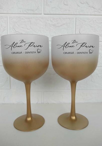 Taça de Gin Degradê Dourado Personalizadas Odontologia