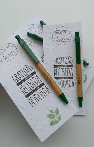 Caneta Ecológica com Cartão Papel Semente