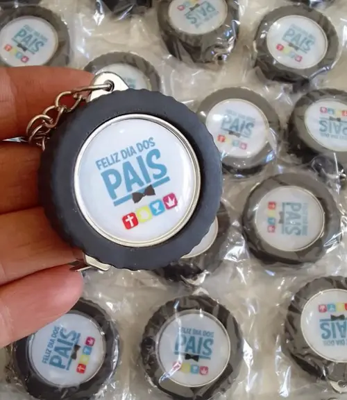 Chaveiro Trena Personalizado Formato Pneu