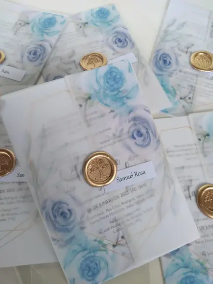 Convite de Casamento Azul e Branco