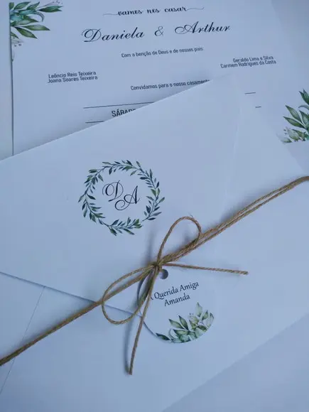 Convite Casamento Verde e Branco da