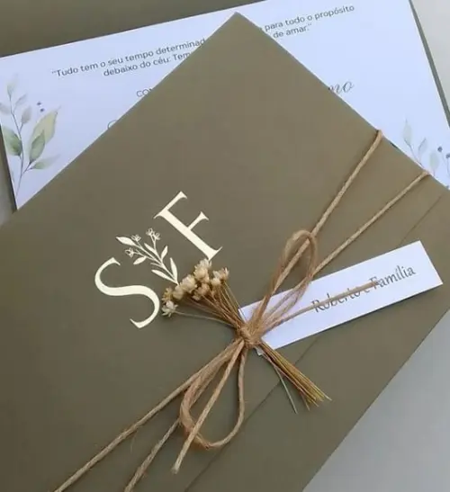 Convite de Casamento Verde Oliva Sf