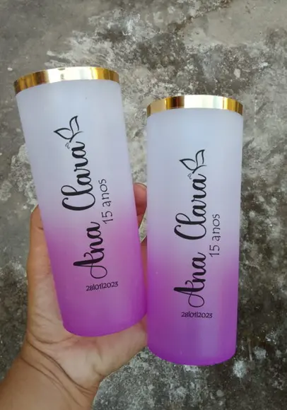 Copos Degradê Roxo Personalizados 15 Anos