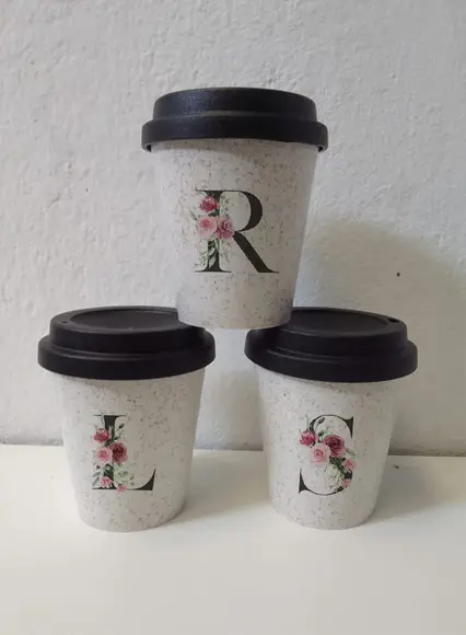 Copos Fibra de Arroz, Tampa Café Personalizados