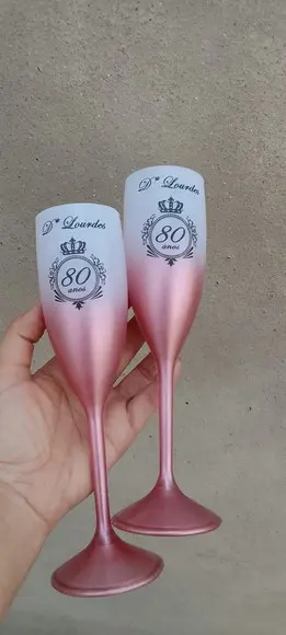 Taças Personalizadas Rosê Gold 80 Anos