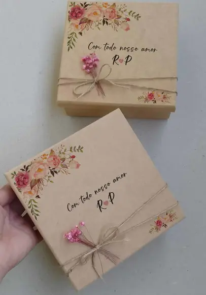 Caixas de mdf Rústicas Casamento Rosê