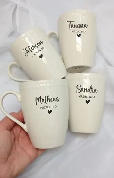 Canecas de Porcelana Cônicas Padrinhos