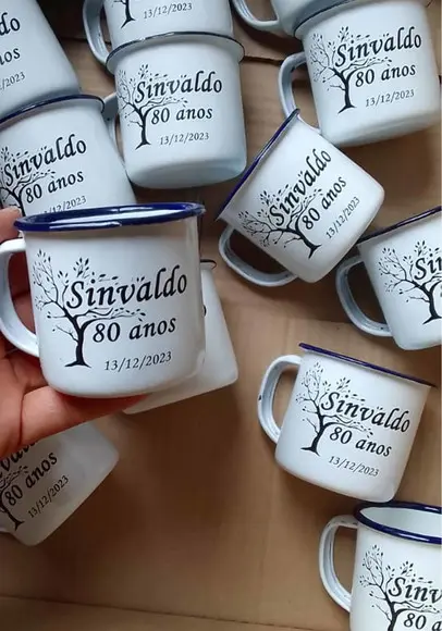 Canecas Esmaltadas Personalizadas 80 Anos