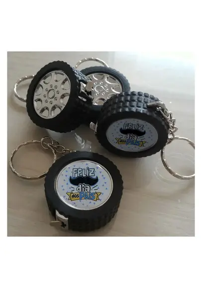 Chaveiro Trena Personalizado Formato Roda de Carro