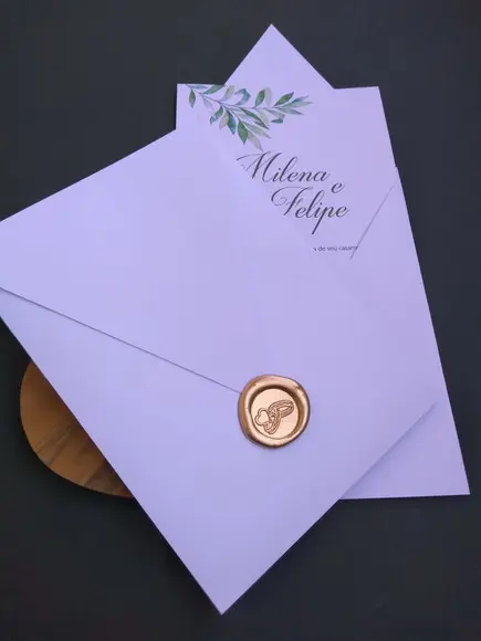 Convite Casamento Branco com Detalhes Verde