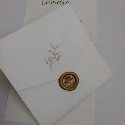 Convite Casamento Branco e Verde Oliva