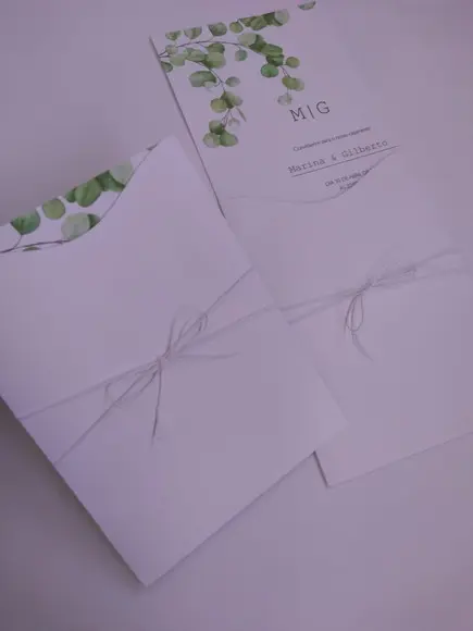 Convite Casamento Branco e Verde