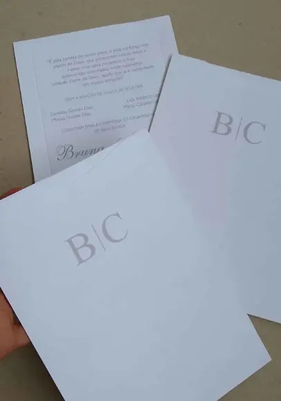 Convite Casamento Clássico Papel Linho Bc