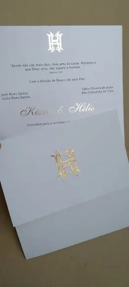Convite Casamento Clássico Papel Linho