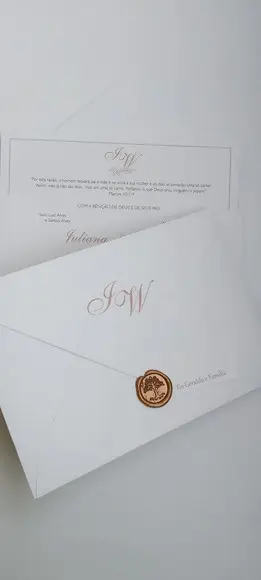 Convite Casamento Rosê e Branco Jw