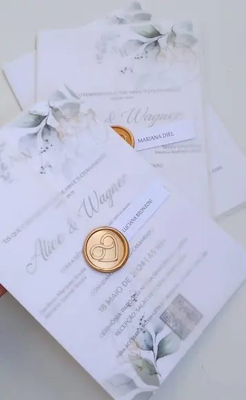 Convite Casamento Verde e Branco Aw