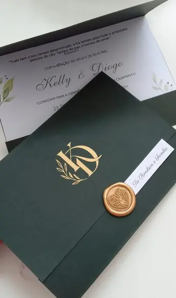 Convite Casamento Verde e Branco Kd