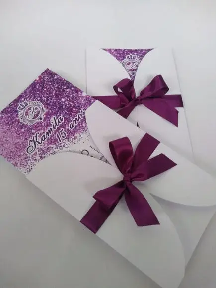 Convites 15 Anos Roxo e Branco