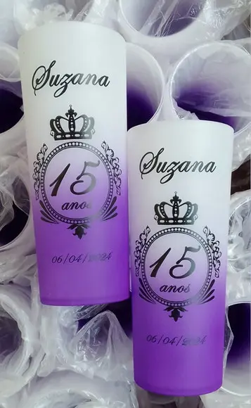 Copo Degradê Roxo Personalizado 15 Anos