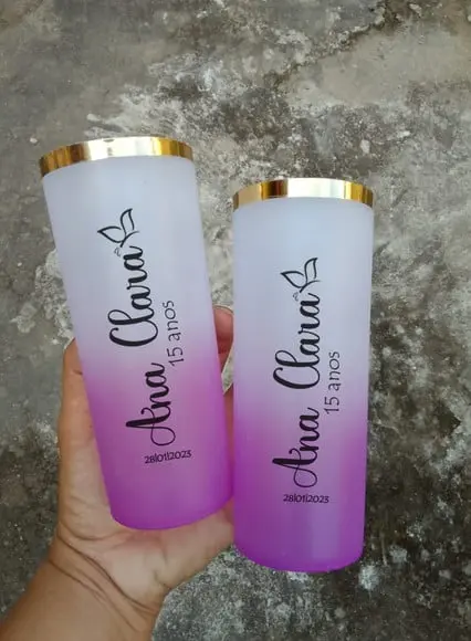 Copos Degradê Roxo Personalizados 15 Anos
