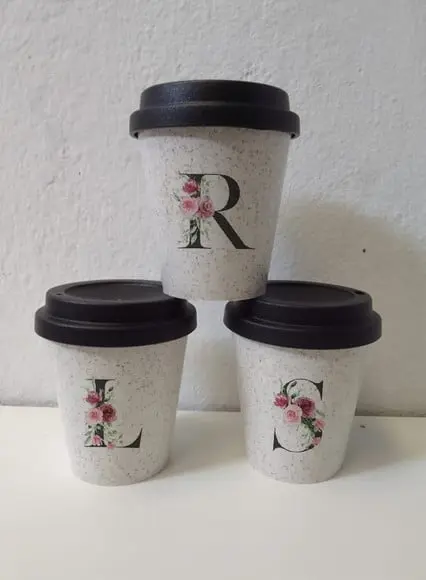 Copos Fibra de Arroz, Tampa Café, Personalizados