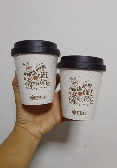 Copos Tampa Café Fibra de Arroz Personalizados