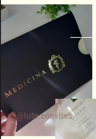Envelope Persoalizado Preto com Dourado